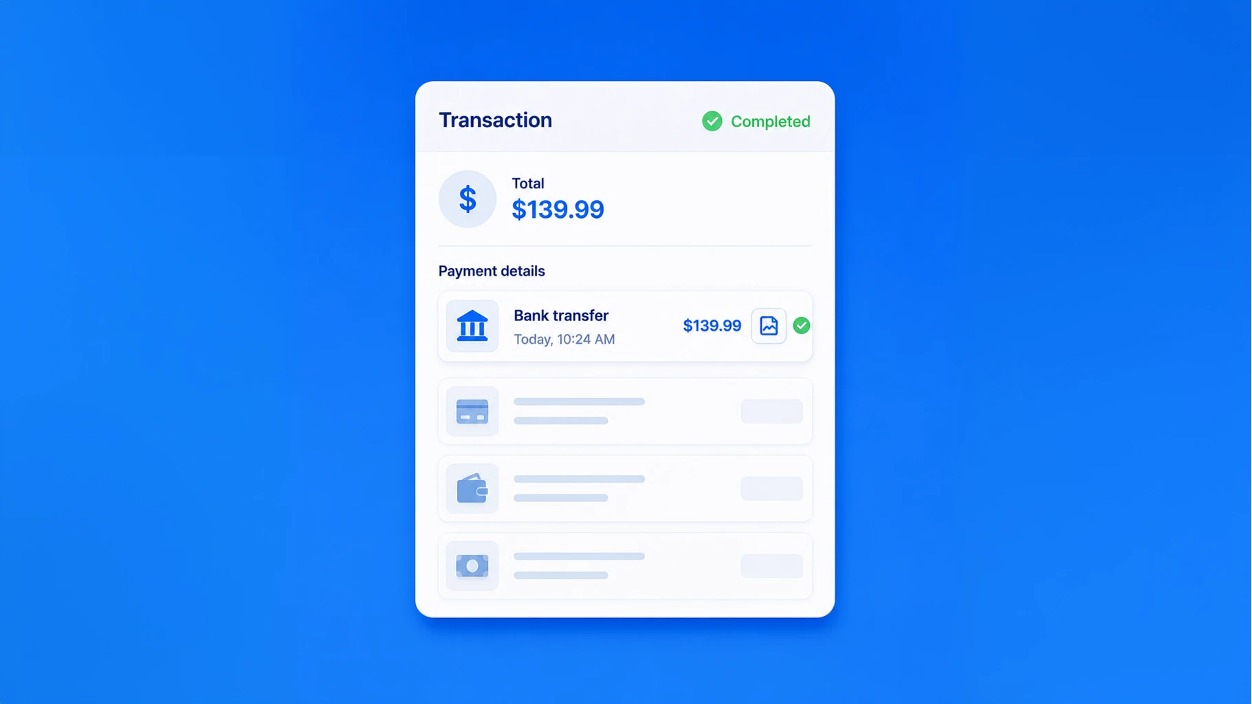 Every payment method, recorded
